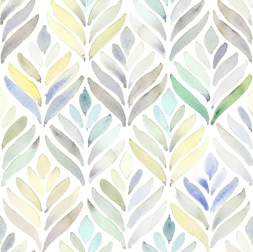 Yumeihoe Multicolored Peel and Stick Wallpaper Watercolor Tulip Leaves