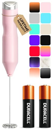 Zulay Kitchen Powerful Frother Wand AA Batteries Included, Ultra Fast Handheld Drink Mixer, Comfort Milk Frother, Stainless Steel Whisker, Frother Handheld for Coffee, Protein & Matcha - Frothmate 2.0