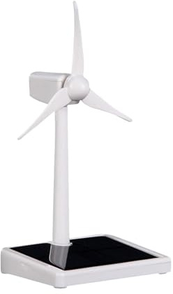 Solar Windmill Model - Educational Desk Ornament for Science Teaching, Renewable Energy Craft with Rotating, Decorative Miniature Wind Turbine for Garden, Home, and Desktop Display