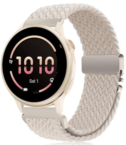 RUIMAYA Smartwatch Armband Kompatibel mit Garmin Venu 4 41mm/3S/2S/Vivoactive 4S/3S, Geflochtenes Uhrenarmband 18mm für Forerunner 255S/265S, Sternenlicht