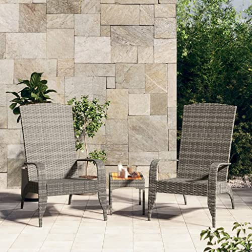 KTHLBRH Eleganter Adirondack Gartenstuhl mit tiefem Sitz und stabilem Stahlgestell, langlebiges synthetisches Rattan für den Außenbereich, leichter Terrassenstuhl mit Körperstütze