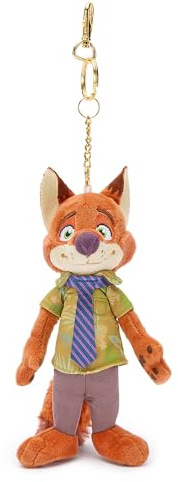 Disney Store Japan Official Porte-clés Petite Peluche de Nick Wilde, Zootopie, Peluche Renard avec Chemise Verte et Cravate Violette, 17 cm