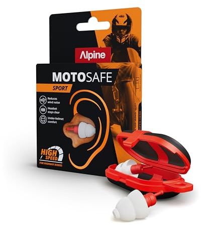 Alpine MotoSafe Sport Tapones para los Oídos - Tapones para Carreras - Evita Daños Auditivos durante la Práctica del Motociclismo - El Tráfico sigue siendo Audible - Tapones Reutilizables