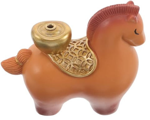 Porta Bastoncini D’incenso Cavallo Zodiaco 2026 in Resina | Statuetta per Capodanno Cinese, Design Festivo con Lingotto, Ornamento per Spazio Quotidiano e Yoga