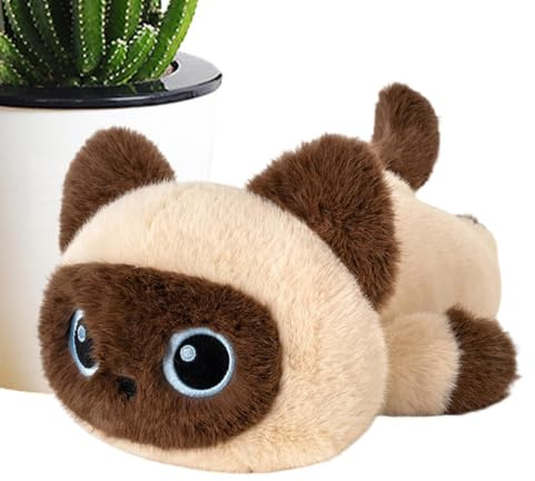 Liqzirtu Animaux en Peluche pour Doux Et Confortable Chat Couché À Câliner | Coussin En Peluche De Pour Crèche Voiture Maison École Bureau Café Librairie Canapé Bibliothèque Vitrine