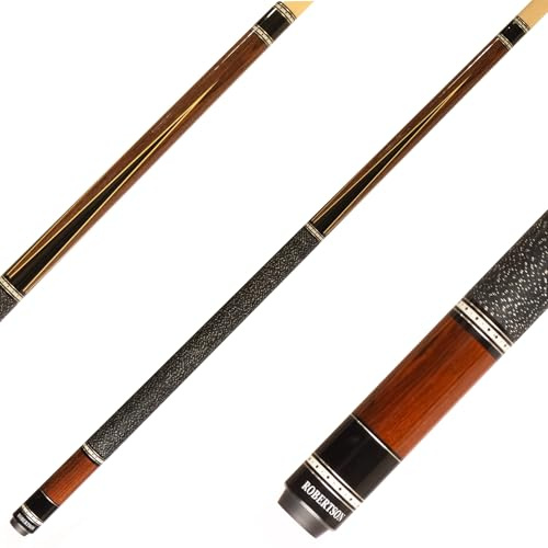 Robertson Billardqueue, R-Serie, Poolbillard Cue, 12,75‘ Mehrschicht Profi-Tip, Leinenband, Quick-Joint 147 cm 2-TLG. Edelholz Optik