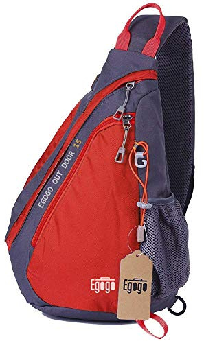 EGOGO Multifunktions Sling Pack Bag Rucksack Cross Body Umhängetasche Schultertasche Fahrradrucksäck (Rot)
