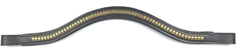 Stirnband Stirnriemen goldfarbenes Clincher- Stirnband Leder Schwarz (37 cm)