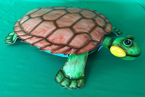 riesige Schildkröte aus Metall, bunt, orange / türkis, Garten Dekofigur