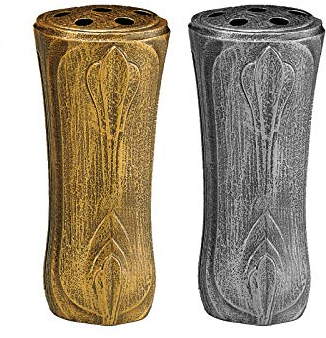 Henecka -Grabschmuck- Grabvase -Opuntia- wählbar in Bronze pat. & Aluminium pat.; mit oder ohne Sockel; inklusive Friedhofsbürste (Grabvase Aluminium pat.)