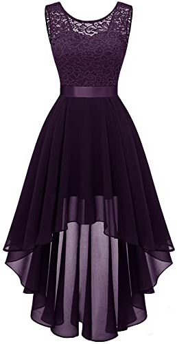 Berylove Damen Vokuhila Cocktailkleid Abendkleider Elegant für Hochzeit Festliche Kleider Ärmellos Brautjungfernkleid