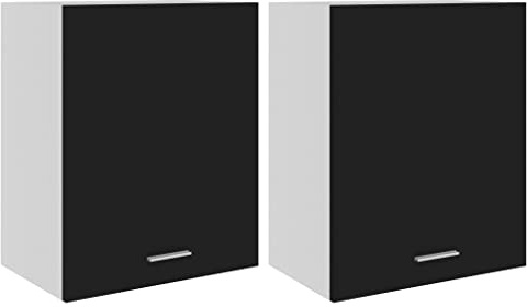 vidaXL Hängeschränke 2 STK. Lyon Schwarz 50x31x60 cm Holzwerkstoff, Küche Schrank, Einbauküche, Küchenzeile, Küchenmöbel, Oberschrank, Küchenschrank