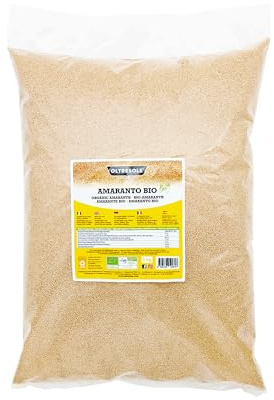 Oltresole, Amaranto Ecológico 5 Kg, Cereal en grano crudo, Semillas procedentes de agricultura ecológica controlada, Rico en fibra, minerales y vitaminas, Tamaño comestible