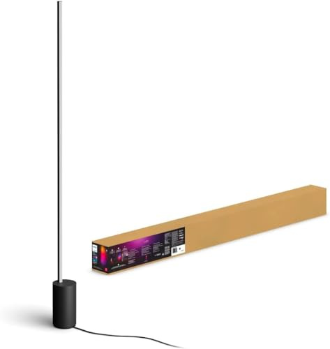 Philips Hue Signe Smart Color Changing Floor Lamp, Black, White and Color Ambiance, Pack of 1, Control with Hue App, LED Floor Lamp Compatible with Alexa, Google Assistant, and Apple Homekit