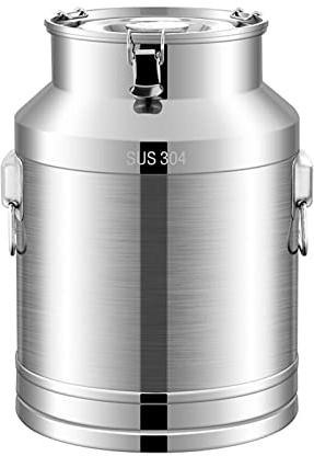 AIZYR Bidon De Lait en Acier Inoxydable 304 Seau À Vin Seau Cruche Baril D'huile Seau À Lait avec Couvercle en Silicone pour Le Stockage/Le Transport De Liquides,20L