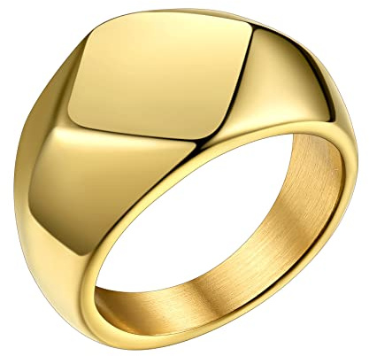 Bestyle Siegelring Damen Herren aus Edelstahl Silber|Gold|Schwarz|Vintage Grau