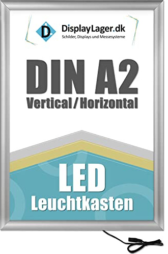 DisplayLager - LED Plakatrahmen DIN A2, Silber, 25mm Aluminium Profil, inkl. entspiegelter Schutzscheibe