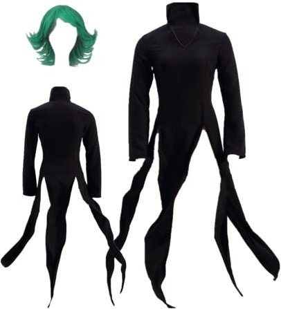 MANMICOS Disfraz de anime tatsumaki de talla estadounidense para mujer, traje de falda con abertura negra (M)