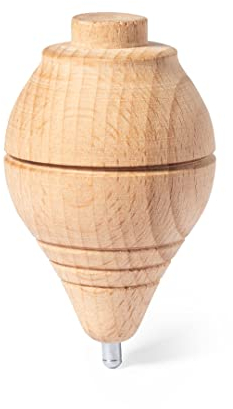 PLAYZOCO Klassischer Kreisel aus Holz mit Schnur, Trompo Holz, Perinola Holz, klassisches Spielzeug, geeignet für Kinder und Erwachsene, Baumwollseil