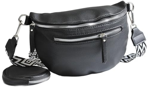 irisaa Umhängetasche Damen Crossbody Bag, 3 in 1 Schultertasche, Bauchtasche mit Reißverschluss und Verstellbarem breitem Gurt, Handtasche für Männer Frauen