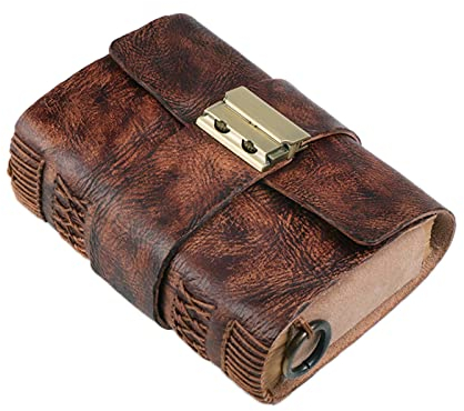SAFWEL Notizheft liniert Handgefertigtes Tagebuch mit Ledereinband, Premium-Notizblock, Vintage-Notizbuch mit Passwortsperre for Männer und Frauen, Geschäftsreise, tolles Geschenk Tagesplaner