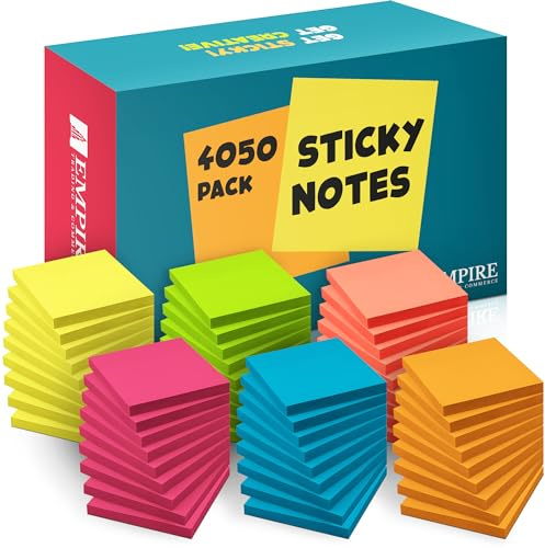 Empire 4050 Pastell-Haftnotizen verbessern die Organisation mit abnehmbaren Haftnotizen, Set mit 54 Klebeblöcken (je 75 Blatt), 6 lebendige Farben, perfekt für Büro, Zuhause und Schule,