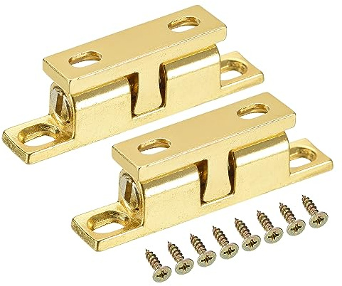 sourcing map 2Pcs 1.69 Double Ball Tension Roller Catch Zinc Alloy Tension Latch for Cabinet Closet Furniture Door, Gold
