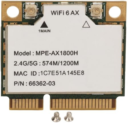 Vikye WiFi 6-Karte, AX1800H Dualband5.2 -PCIE-Schnittstelle WLAN-Adapter für10/11 mit 2,4 GHz/5 GHz Dualband-Netzwerk, Maximale Geschwindigkeit Bis zu 1200 Mbit/s | Dualband 2,4/5 GHz, bis 574/1200 Mbit/s, Bluetooth 5.2, Mini-PCIe, Windows 10/11 & Linux, inkl. 2 Schrauben