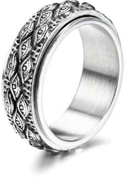 GTHIC Edelstahl Auge der Vorsehung Spinner Ring für Männer Frauen Silber Gothic Ring Alle Sehen Rotierende Band Vintage Evil Eye Fidget Ringe Für Angst Schmuck Ringe Größe 8