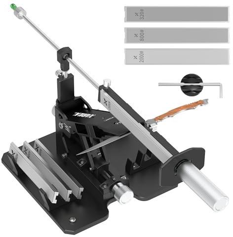 Verbessertes XARILK Pro Präzisionsmesserschärfer-System Gen 2, robust, Aluminium, professionelles Messerschärfwerkzeug mit Diamanten (320# 800# 2000#) für Küchenmesser, Jagdmesser, Angelmesser