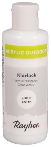 Rayher Outdoor Paint Klarlack, farblos, seidenmatt, Flasche 80 ml, wetterfester, witterungsbeständiger Schutzlack, 35073702