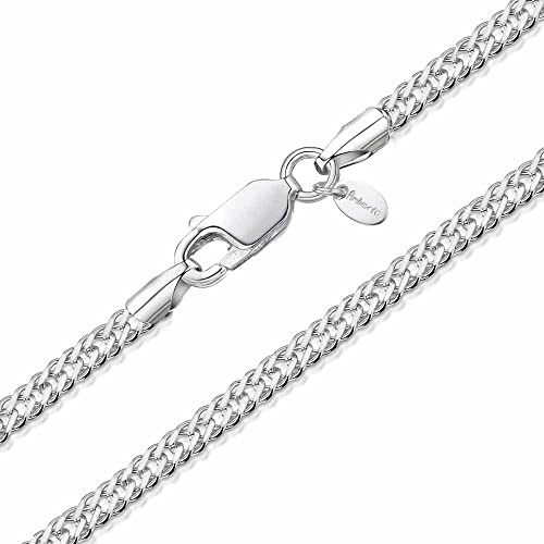 Amberta Kvinnor 925 Sterling Silver 2.3 mm Rhombus Kant Kedjehalsband: 60 cm