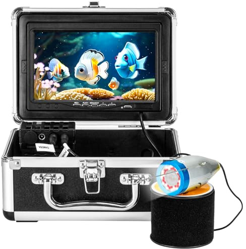 HD Underwater Fishing Camera 164FT,Upgraded 18 IR+18 White Lights,7‘’ 1080P DVR Monitor,JQKJCAM Waterproof IP68 Fish Finder Camera,Under Water Cameras for Fishing,Deeper Water Well Inspection (50M)