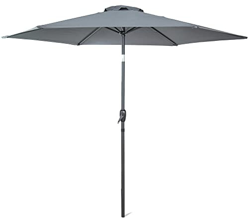 Albert Austin 2.7m Large Garden Parasol with Push-Button Tilt Mechanism UV 30+ Protection Water Repellent Polyester Cover Air Vent Easy to Assemble Outdoor Garden Umbrella for Lawn Backyard Pool Patio
