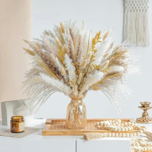 YOLNEY 100 pièces Queue de Lapin Fleurs séchées Naturelles Bouquet Maison Vase décoration Artificielle Fleur Amant Herbe Mariage décor-B