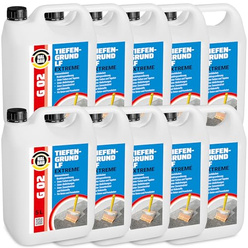 HALBAU Tiefengrund 50 L mit Kaliwasserglas, Silikatgrundierung für Innen, Aussen, Voranstrich für Beton, Farben, Tapeten G02