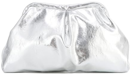 EVEOUT Damen Clutch Weiche in Teigtaschen-Form mit Kette– Glänzende Metallic-Handtasche mit Faltenwurf für Hochzeit, Party & Cocktail