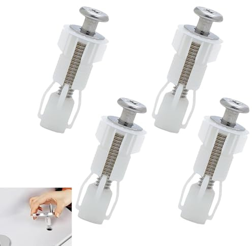 4PCS Toilet Seat Screws Set - Easy Install Top Fixing Soft Close Hinges with Expanding Rubber Nuts for Secure Fitting of Square and Standard Toilet Seats