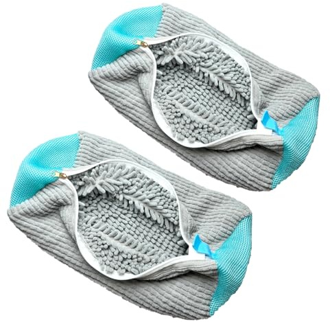 Schuhwaschbeutel Waschmaschine, 2 Stück Waschbeutel Sneaker Schuhwaschbeutel Sneaker Selbstreinigende Wäschesack Gepolstert, Mit Reißverschluss Multi Schutz Wäschenetz (Grauer)