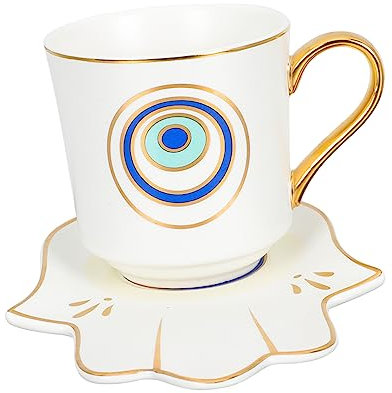 PRETYZOOM Juego De Tazas y Platillos De Cerámica Taza Para Leche Caliente Estilo Europeo