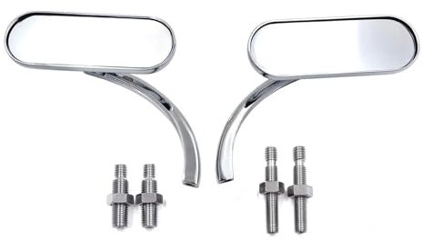 Lenkerendenspiegel Für Indian Sport Fahrzeuge E-Bikes Roller Mopeds Straßenmotorräder Chopper Cruiser Dirtbikes Quads Motorrad Rückspiegel M8 M10 Spiegel Rückspiegel Seitenansicht am Lenker(Chrom)