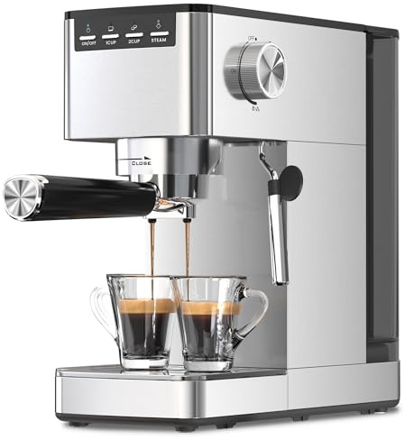 Kismile - Macchina per caffè espresso a 20 bar, macchina per caffè espresso con montalatte, macchina per cappuccino e caffè con serbatoio d'acqua rimovibile da 40 once, macchine da caffè espresso