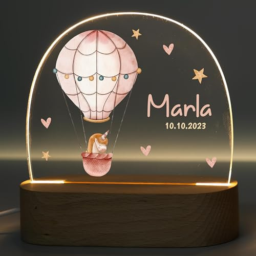 MINIHELDEN - Personalisiertes Nachtlicht Kinder, Dimmbares Nachttisch LED Lampe für Kinderzimmer Deko, Nacht-Licht Baby Geschenke für Mädchen und Jungen zur Geburt, Taufe und als Ostergeschenk