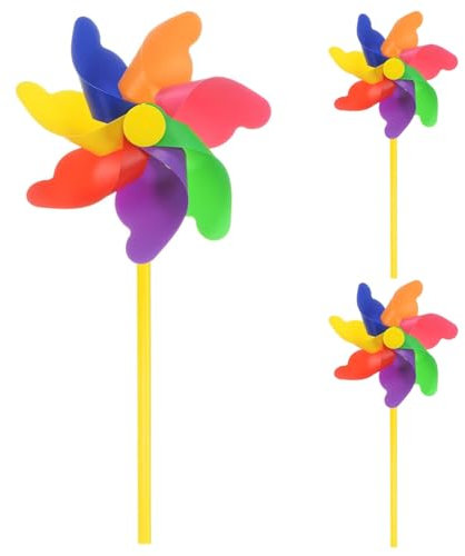 QZKJQDD 3 Stücke Vogelabwehr Windrad, Windrad GartenTaubenschreck, Windrad Garten, Windräder Kinder, Regenbogen Windrad Balkon, für Balkon, Garten, Obstgarten, Hof, Dach (Regenbogenfarben, ø 18cm)