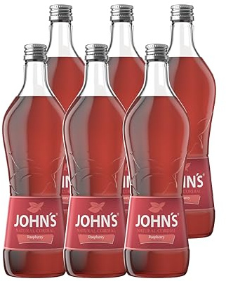 JOHN'S Himbeere – 6 x 0,7L Flaschen – Fruchtiger Himbeer-Sirup für Cocktails, Limonaden & Desserts – Perfekt für Raspberry Mojito & Himbeer Spritz