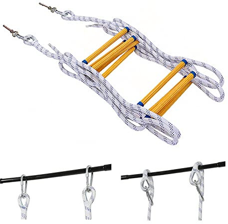 LUMSGN Échelle de Corde pour Secours, échelle de sécurité pour évacuation de 2 à 10 étages, échelle de Secours pour Secours, pour intérieur/extérieur, capacité de Charge jusqu'à 900 LB/8 m/26,2 pi/