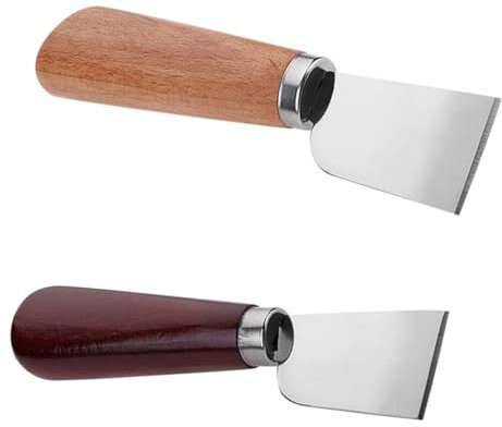 HEALSOPTHY Set 2 Pezzi Taglierina Per Pelle Manico in Legno, Strumento Per Scarnitura e Rifinitura Pelletteria, Utente Fai Da Te e Artigiani, Acciaio Inossidabile, Per Lavori Di Taglio e Bordo Pelle