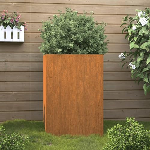 Iiaky Jardinière 52x48x75 cm Acier corten,Jardiniere sur Pieds,Bac avec Treillis,Jardiniere Terrasse