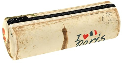 VAPOKF Trousse à crayons rétro en cuir avec motif Tour Eiffel de Paris pour ranger des stylos, des pièces de monnaie, des cosmétiques, des cosmétiques, des fournitures de bureau ou des étudiants