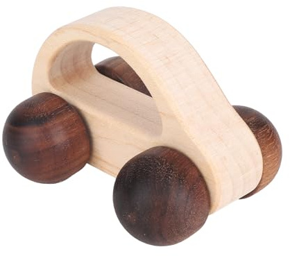 BOXOB Jouets en Bois Voitures, Jouet Véhicule pour Développement Motricité Fine Pousse-Pousse en Bois Bébé pour Tout-Petits Garçon Fille Anniversaire Décoration Chambre Bébé Cadeau (Couleur 2)